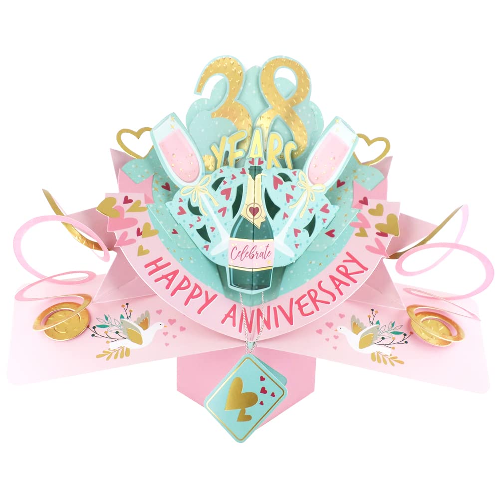 38 Years Happy 38th Anniversary Pop-Up Greeting Card Love Kate's 3D Pop Up Cards POP216MC38 — image 1