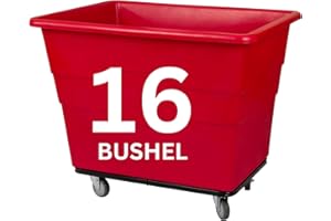 ReadySpace Commercial 16 Bushel Utility Cart with Steel Base, Poly Box Basket Truck, Laundry Cart, and Rolling Trash Bin, 47-Inch x 34.75-Inch x 35.5-Inch, 1000 Pound Weight Capacity, Red