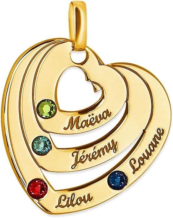 Collier Personnalisé Prénom - Pendentif Cœur Avec Ailes D'ange - Gravure Offerte - Cadeau Femme, Homme, Anniversaire