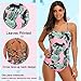 SESY Womens One Piece Swimsuits Sexy Backless Floral Printing Patterns Padded Push up Swimwear Turquoise