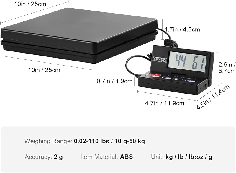 Balance Postale Numérique 50 kg, Pèse-Colis de Précision 2 g Portable