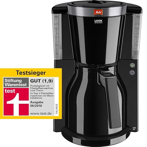 Melitta Look Therm Selection 1011-12, Filterkaffeemaschine mit Thermkanne, AromaSelector, Schwarz
