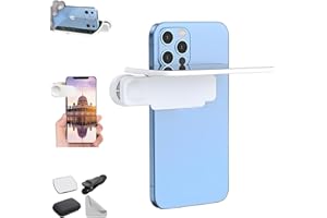 MUCPAD Mirror Reflection for iPhone, Smartphone Camera Mirror Reflection Clip Kit, HD Glass Mirrors for Phone to Use Back Camera, Portable Mirrors for iPhone Back Cameras Photography (White)