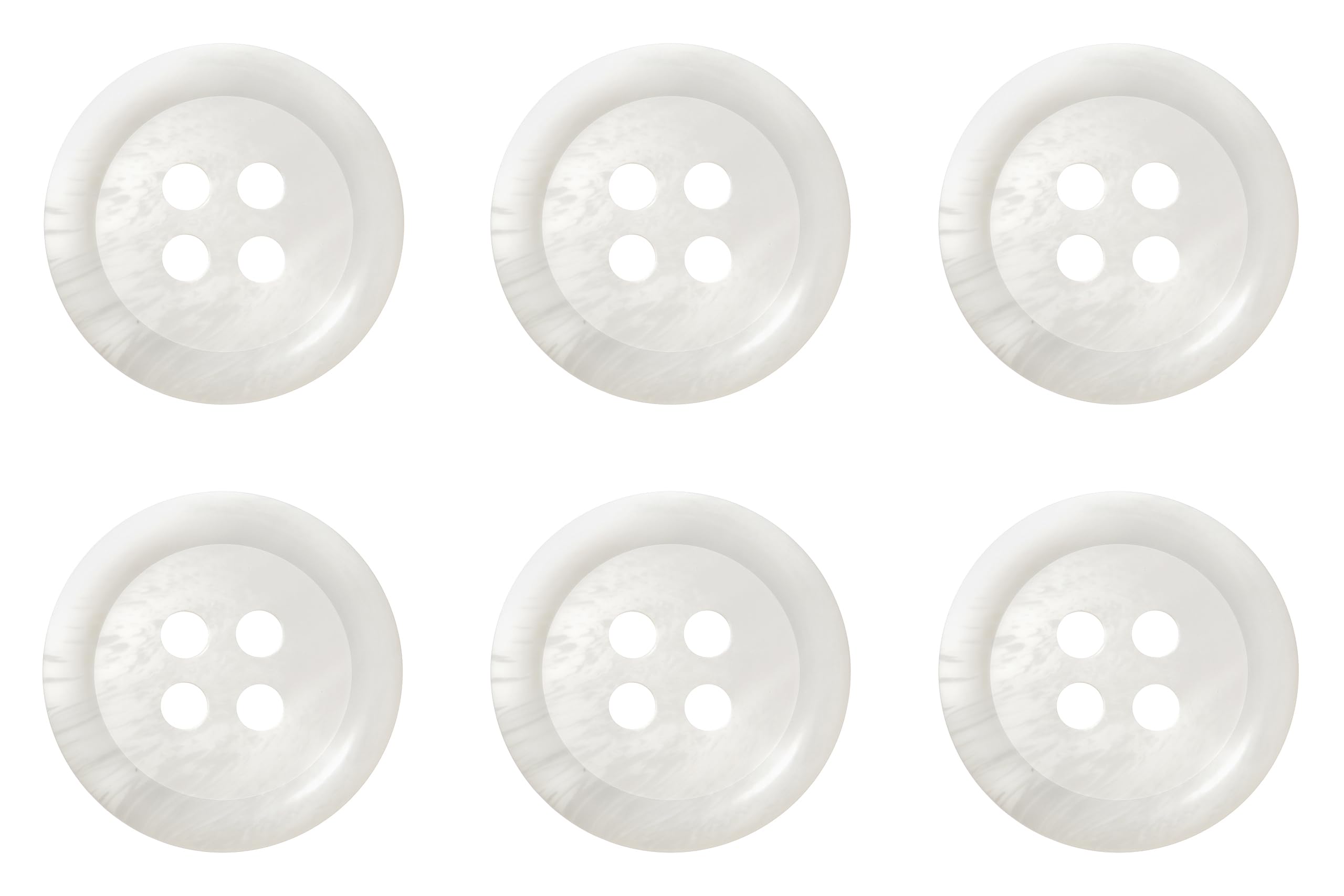 Pack of 6 White 18mm Round Faux Horn Sew On Plastic Buttons for Skirts Trousers Suits Shorts Coats Flat 4 Holes 28L