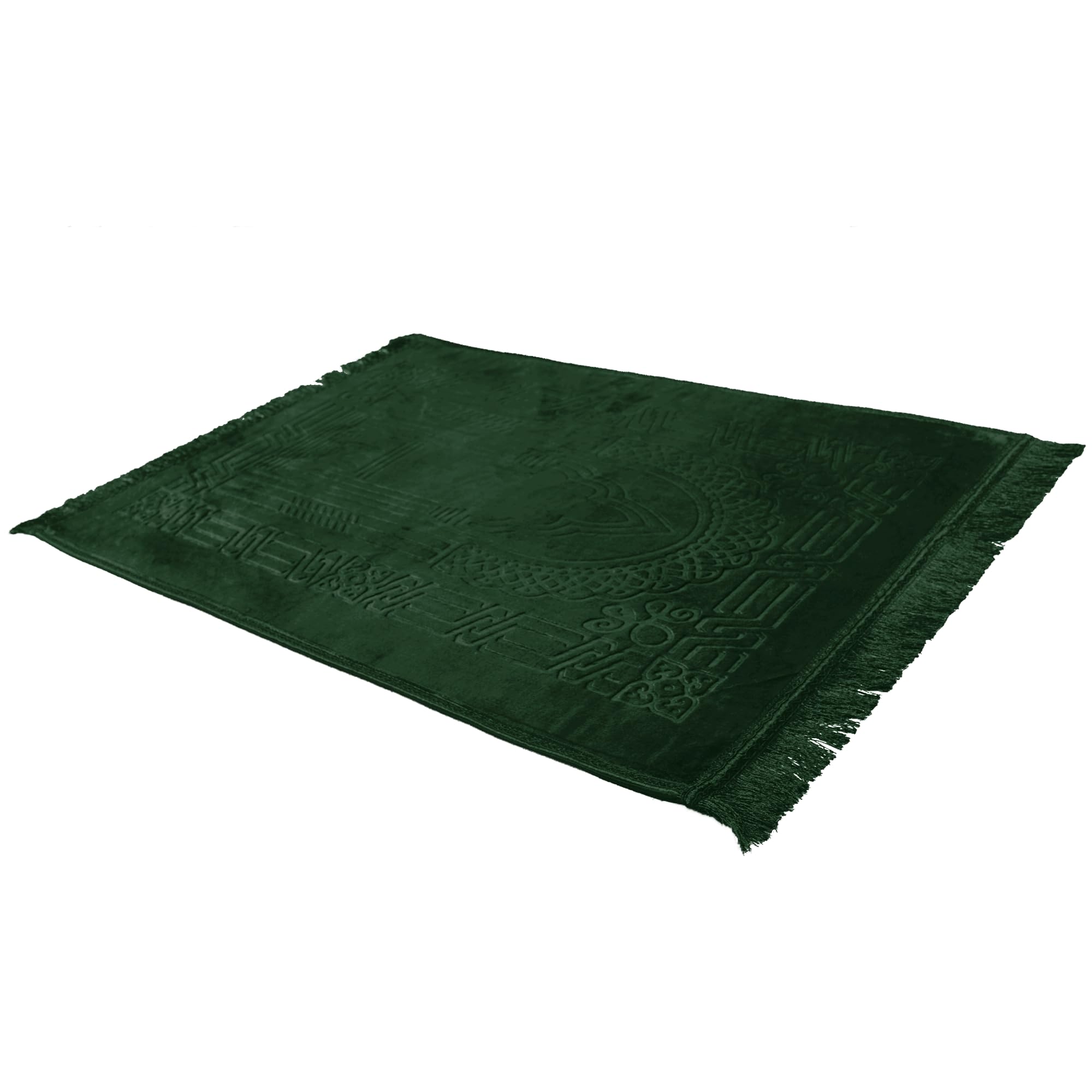 Desert Dress Luxury Padded Premium Quality Non Slip Adult Size Velvet Soft Plush Extra Large Comfort Prayer Mat Rug Janamaz Islam Muslim Gift Sale FBA (Green)