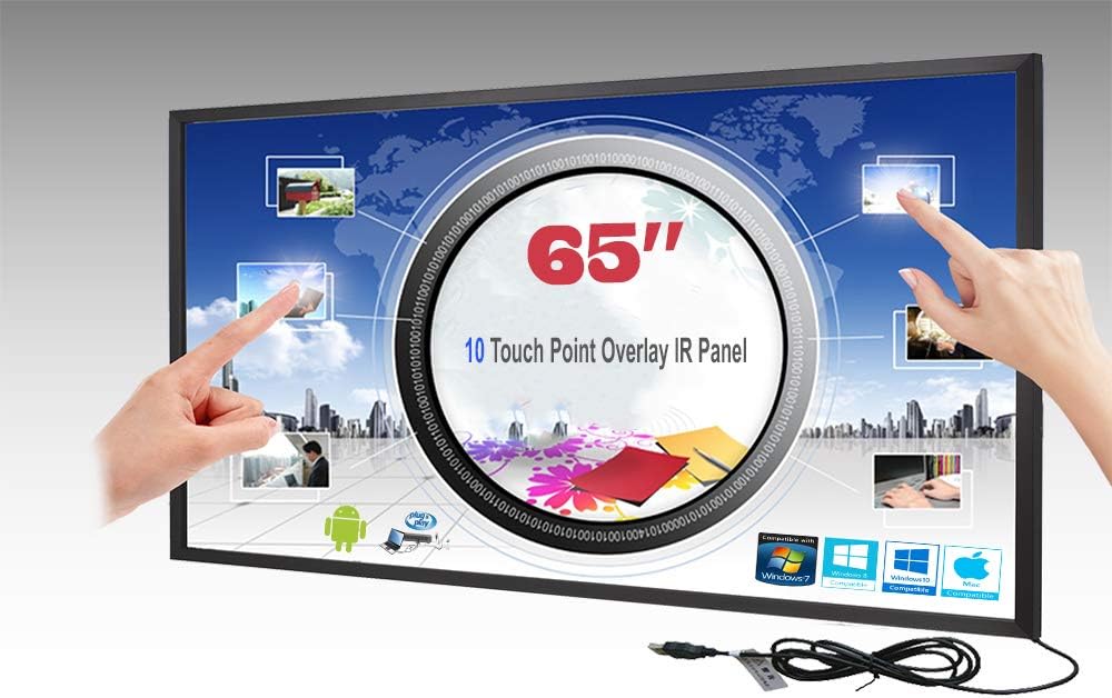 LCD/LED 10 Touch IR Overlay Touch Screen Frame Panel Interactive 65" 16:9 - No Glass