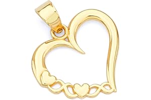 THE WORLD JEWELRY CENTER 14k REAL Yellow Gold Heart Charm Pendant