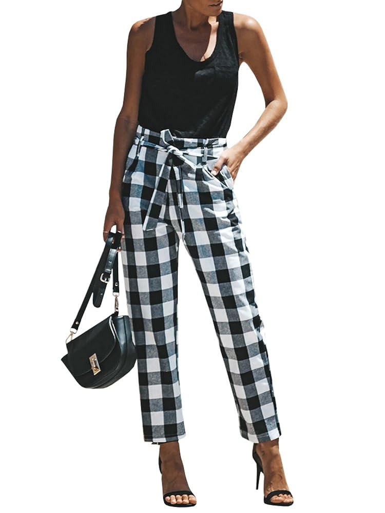 plaid work pants womens