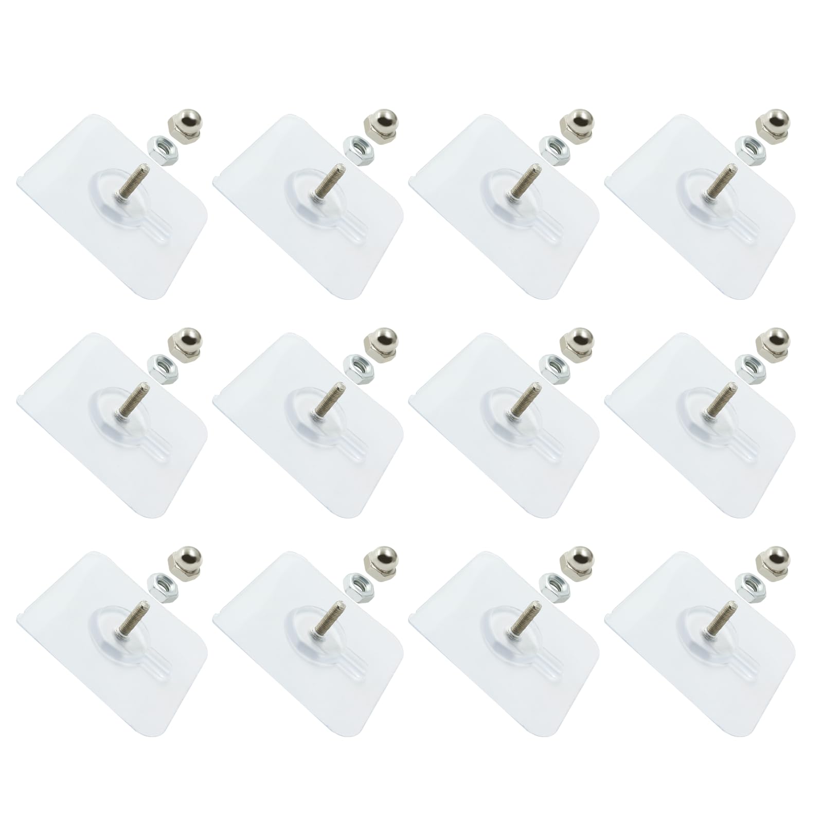 Photo 1 of Moicstiy Adhesive Hooks Screw Hanging Wall Hooks Transparent Waterproof Reusable Seamless Sticky Hooks for Bathroom Kitchens Office(12Pcs)