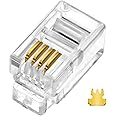 EZYUMM 20PCS RJ9(RJ9/RJ10/RJ22) 4P4C Telephone Cable Modular Plug Connector for Phone Handset Cord