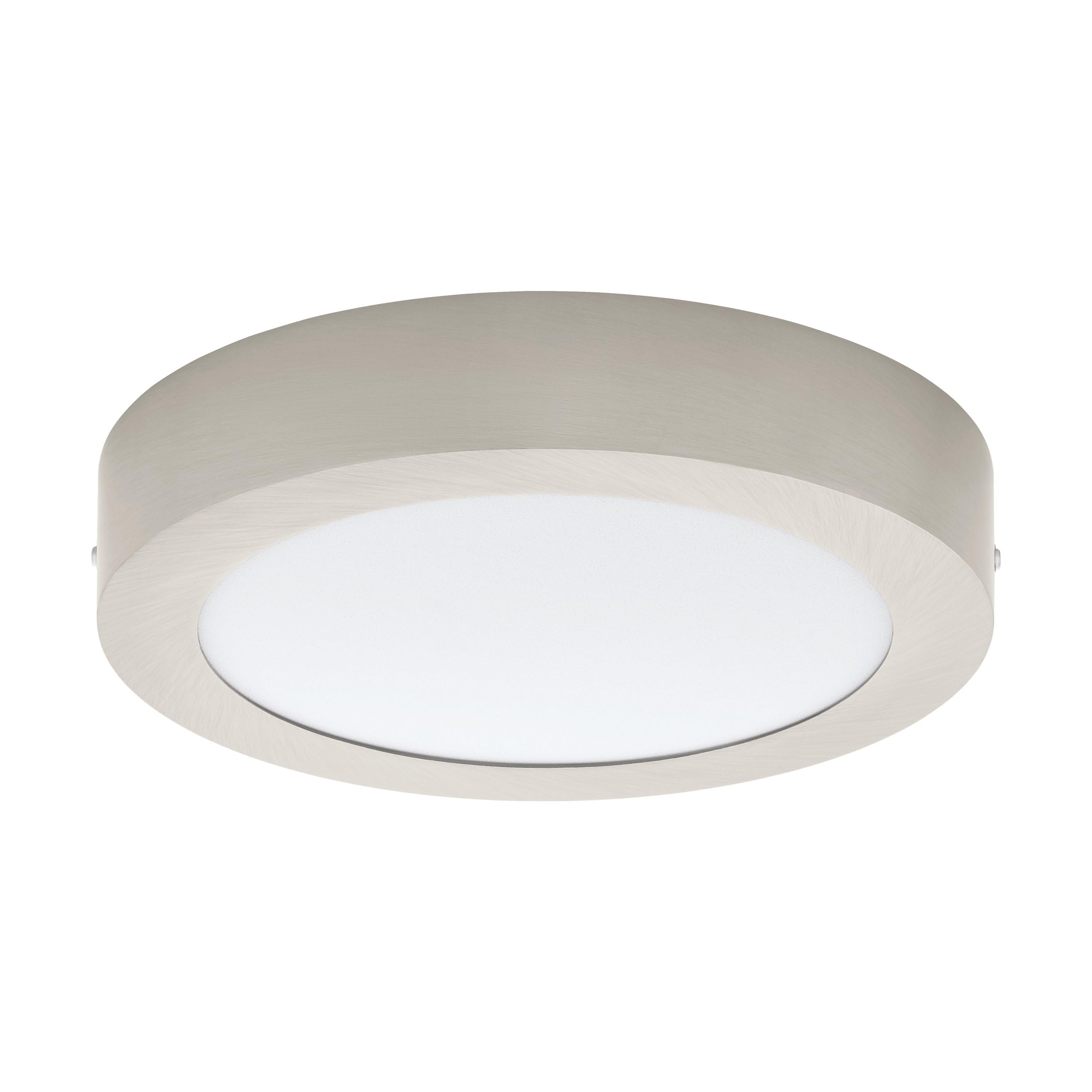 EGLO Fueva 1 LED Ceiling Light 1 Bulb Material: Cast Metal, Plastic, Colour: Matte Nickel White, Diameter: 22.5 cm, Neutral White