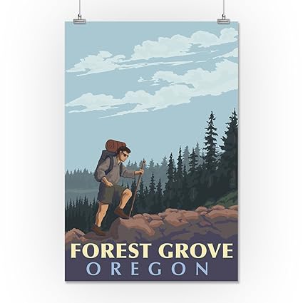 Amazon Com Forest Grove Oregon Mountain Hiker 9x12 Art Print