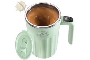 TLINNA Self Stirring Mug,Self Stirring Coffee Mug,Suitable for Coffee, Milk, Cocoa and Other Beverages (Matcha Green-temperature, 12 Ounces)