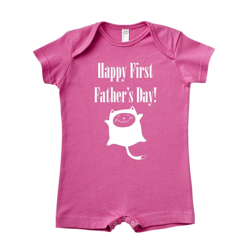 Happy First Fathers Day (Funny Cat) Baby Romper Rompers