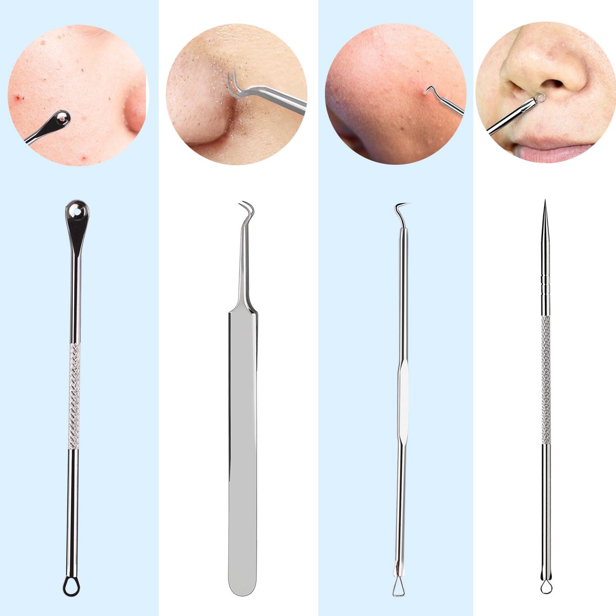 Limpiador de Poros Eléctrico, Eliminador de Espinilla Recargable del Vacío + 4 Accesorios Multifuncionales - Morpilot Máquina Multifuncional de Limpiar Poros Faciales