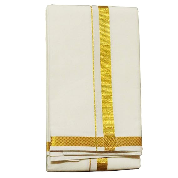 MONKEY BOYS Men's Cotton Angavastram Dhoti Cream - Pack of 1