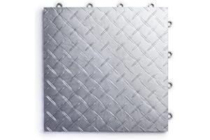 Big Floors RaceDeck Diamond Plate Design, Durable Interlocking Modular Garage Flooring Tile (12 Pack), Alloy