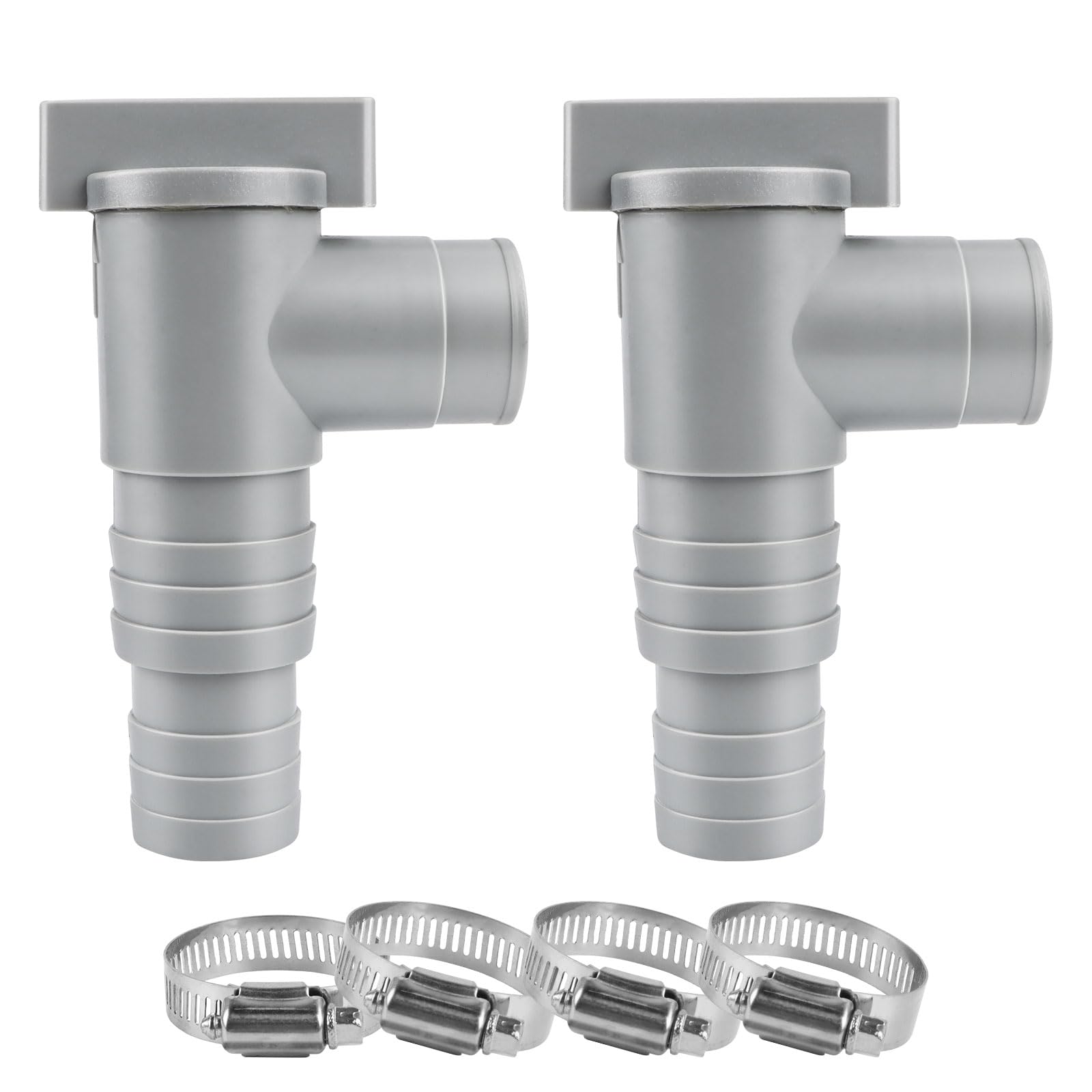 Maintenance Tap / Shut-off Valve for Pools, Pool Stopcock with 32 mm Pool Connection Set, 32 mm Pool Hose Adapter, Piston Valve, Pool Parts and Accessories