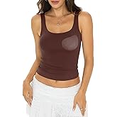 EasyGala Womens Padded Double Lined Tank Tops Crop Scoop Neck Sleeveless Tops Fitted Backless Shirts Basic Summer Tops