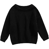 Qmlyev Newborn Toddler Baby Girl Boy Knit Sweater Round Neck Sweatshirt Long Sleeve Tops Pullover Fall Winter Clothes