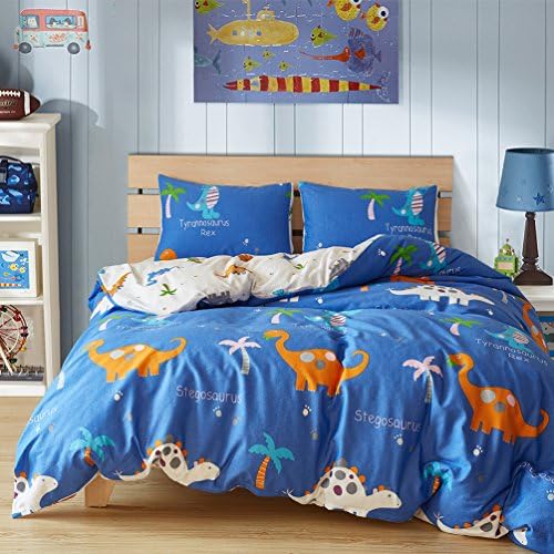 WAFTING Twin Duvet Cover Set with 1 Pillowcase and 1 Duvet Cover Dinosaur Animal Pattern for Kids Bedding by, 500 Thread Count Cotton -Hypoallergenic Breathable, Not Include Comforter