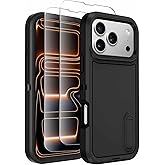 Temcase for iPhone 17 Pro Max Case with Built-in Invisible Kickstand,[2 Screen Protector] Military Protection Shockproof Protective Cover Rugged Stand Phone Case for iPhone 17 Pro Max (Black)