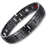 EMMORI Ultra Strength Magnetic Bracelet - 3,500 Gauss Per Magnet -Magnetic Bracelets for Men Woman - Adjustable Length -Pulseras Magneticas (Black)