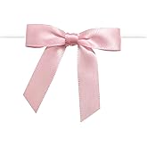 2.8 Inch Pink Twist Tie Bows, Small Satin Ribbon Bows for Crafts, Mini Bows Decor for Gift Wrapping Wedding Party Decorations, 50 Pcs (Pink)
