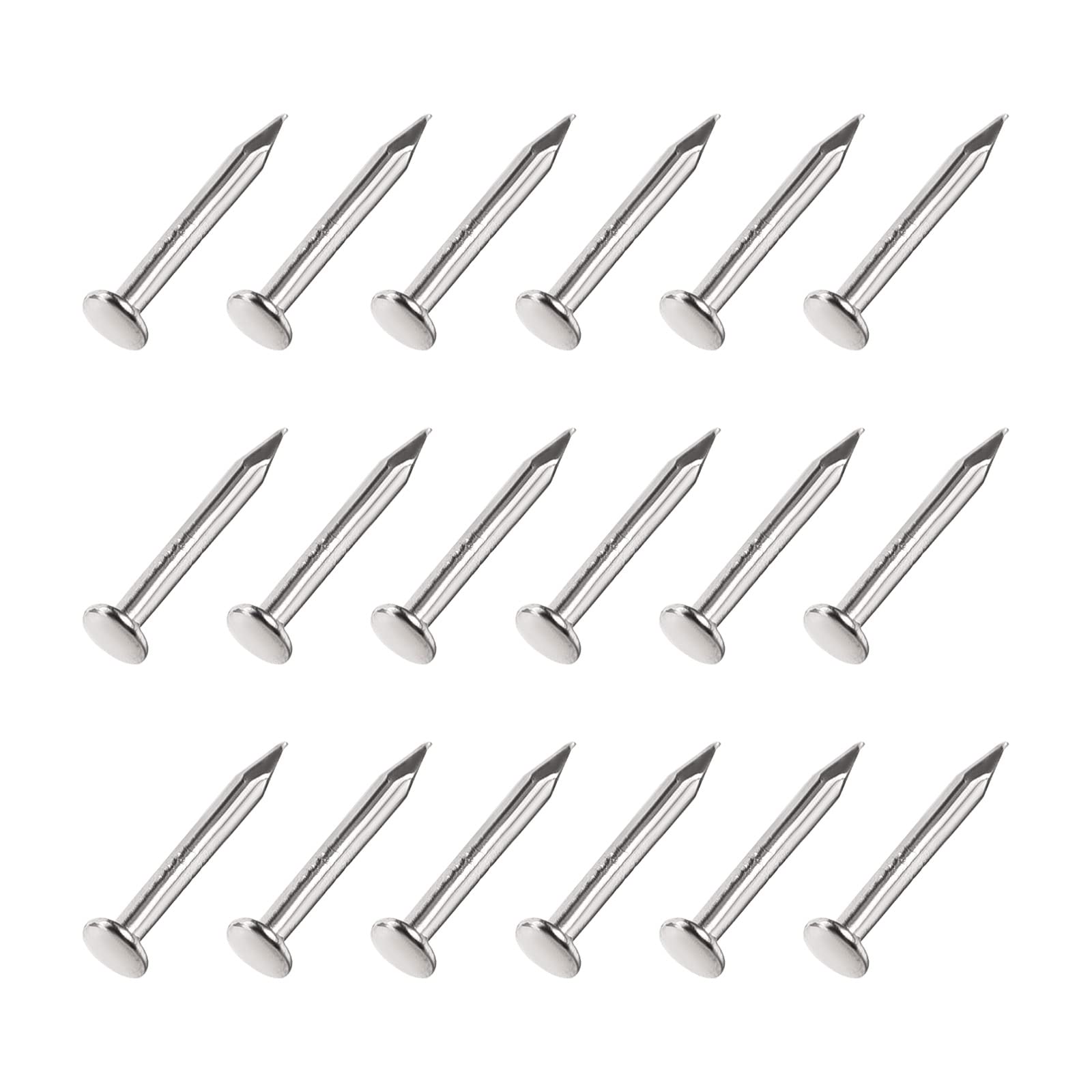 METALLIXITY Small Nails (1.2x8mm) 1000pcs, Carbon Steel Tiny Hardware Nails - for Household Woodworking, Silver Tone