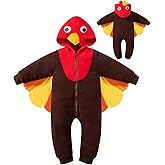 IWALUE Toddler Boy Girl Turkeys Costume Onesie Thanksgiving Cosplay Hooded Outfits Romper
