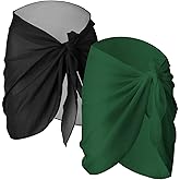 2 Pieces Sarong Coverups for Women Bathing Suit Wrap Swimsuit Skirt Beach Bikini Cover up Swimwear Chiffon