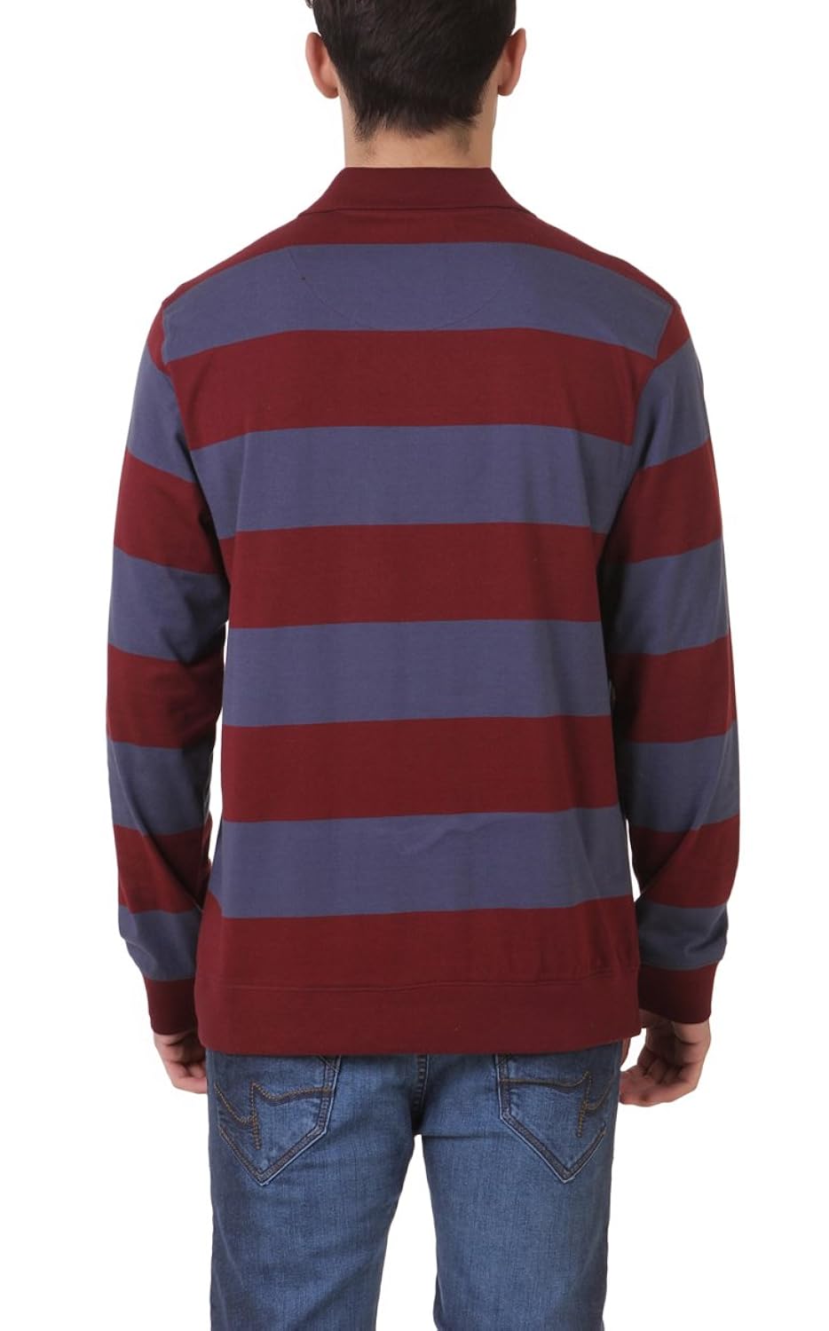 american crew men's poly cotton polo (navy blue & maroon)