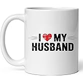 I Love My Husband Ceramic Coffee Mug 11oz Romantic - Tea Coffee Mug with Comfortable Grip - Unique Fun Gift White Cup for Office or Home - Vibrant Long-Lasting Print ID44991