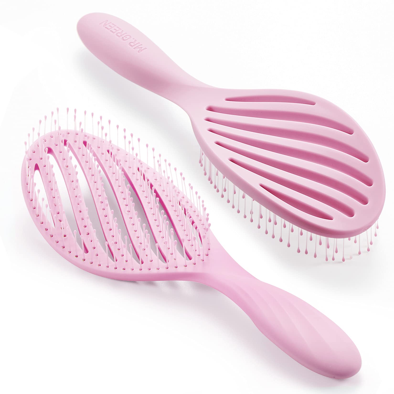 MR.GREEN Nylon Hollow Out Hair Brush Hair Styling Detangler Scalp Massage Comb Quick Dry Detangling Tool for Wet and Dry Curly Hair (Pink)