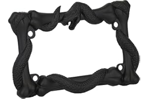 TC Sportline LPF262-BK 3D Viper Snake and Bones Style Zinc Metal Matte Black Finished Motorcycle License Plate Frame