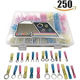 250pcs Heat Shrink Connectors, Sopoby Wire Connector Waterproof Marine Automotive Terminals Kit With Case