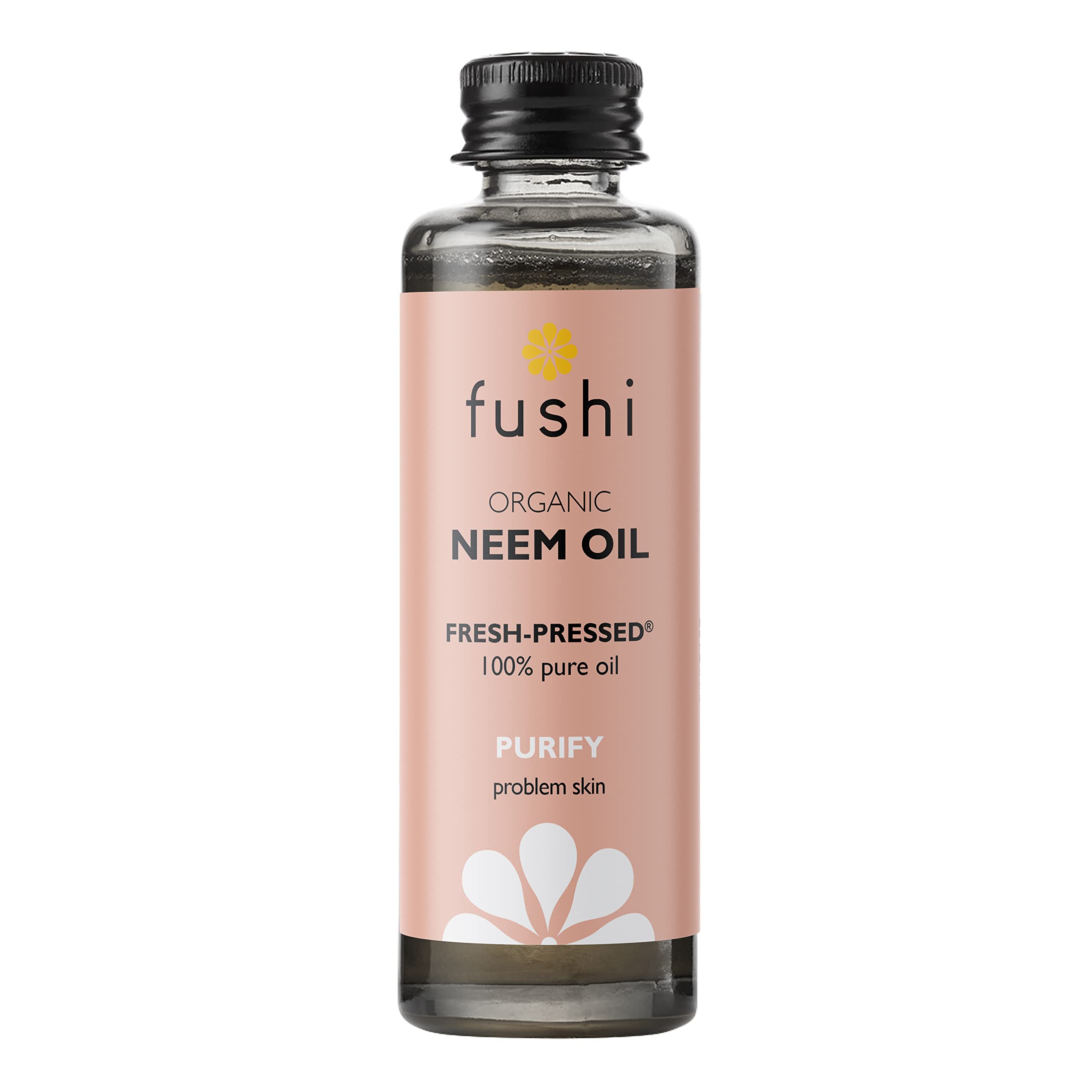 Fushi Organic Neem Oil, Virgin & Fresh-Pressed, Extracted from the Neem Tree, Best for Itchy Scalp, Skin Redness & Irritated Skin, Ethical & Vegan, Manufactured in UK, 50 ml