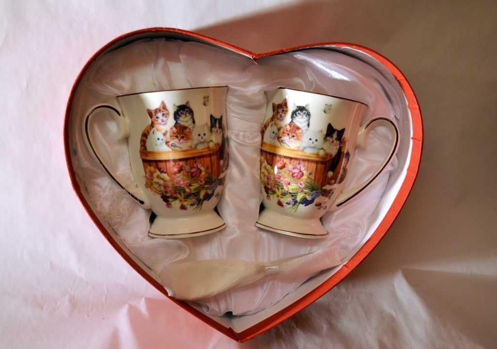 Tea Cup Coffee Cup Set Cat Family Gift Box of 4