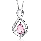 AENEAS Infinity Birthstone Necklace for Women Sterling Silver Infinity Teardrop Pendant Forever Love Jewelry Gift for Birthday Anniversary Christmas