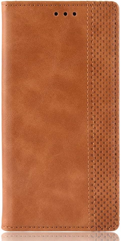VGANA Wallet Case for Huawei Mate 20 X 5G, Retro Simple Embossed with Card Solt and Magnetic Closure Cover. Brown