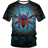 WHNBCW Novelty Short Sleeve Crewneck Shirt Funny Spider Graphic T-Shirt