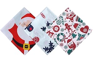 HOULIFE Christmas Handkerchiefs for Men Women 60S Combed Cotton Handkerchieves Floral Printed Hankies Christmas Gift
