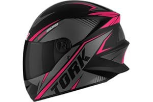 Pro Tork Capacete Moto R8 Fechado, Viseira Fumê, Preto/Rosa, Tam. 58