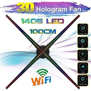 100cm del Holograma 3D Proyector con Cuatro Cuchillas, Led Fan ...