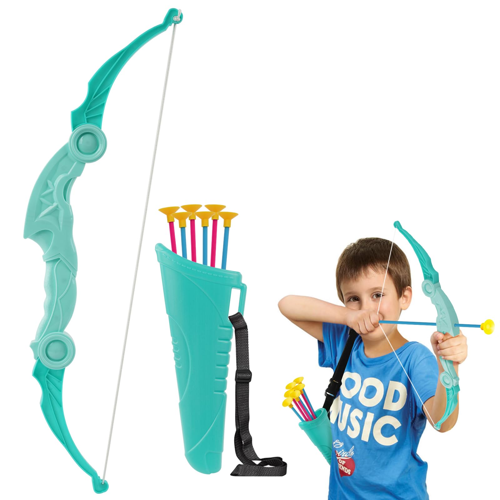 Flintronic Bow and Arrow Set for Kids, Archery Toys Set, Garden Toys with 1 Bow, 1 Quiver, 6 Suction Cups Arrows, Indoor and Outdoor Game for 3-8 Year Olds Boys Girls