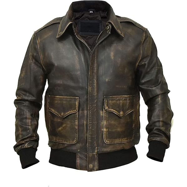 A2 Distressed Cowhide Leather Bomber Aviator Flight Jacket
