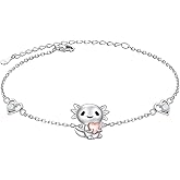 Adjustable Animal Bracelets for Women Girls 925 Sterling Silver Axolotl Opal/Bunny Heart Bracelet Gifts for Mother Daughter Sister