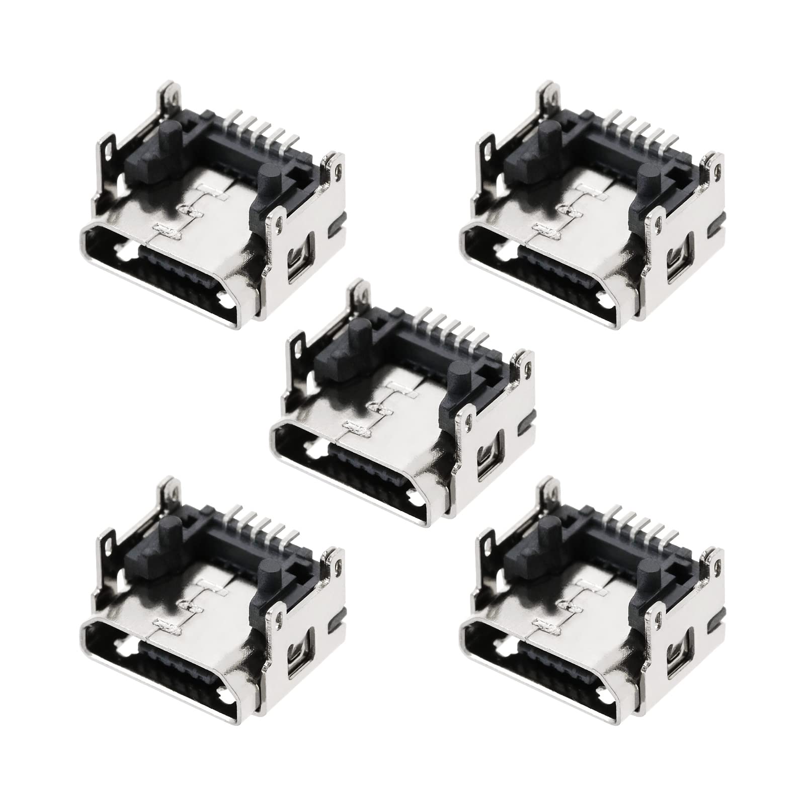 VGOL 5Pcs Micro USB Charging Port Connector Replacement Compatible with JBL Charge 2 / Flip 3 Bluetooth Speakers Charging Port Sockets Silver