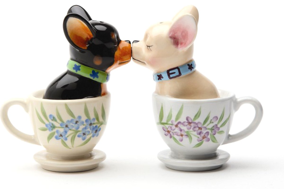 Photo 1 of 1 X Tea Cup Pups Magnetic Salt & Pepper Shaker Set S/P