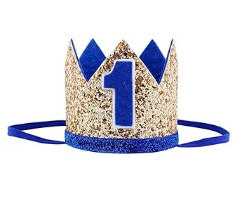 Boy Blue Silver First Birthday Hat Girl Gold Pink Priness Crown